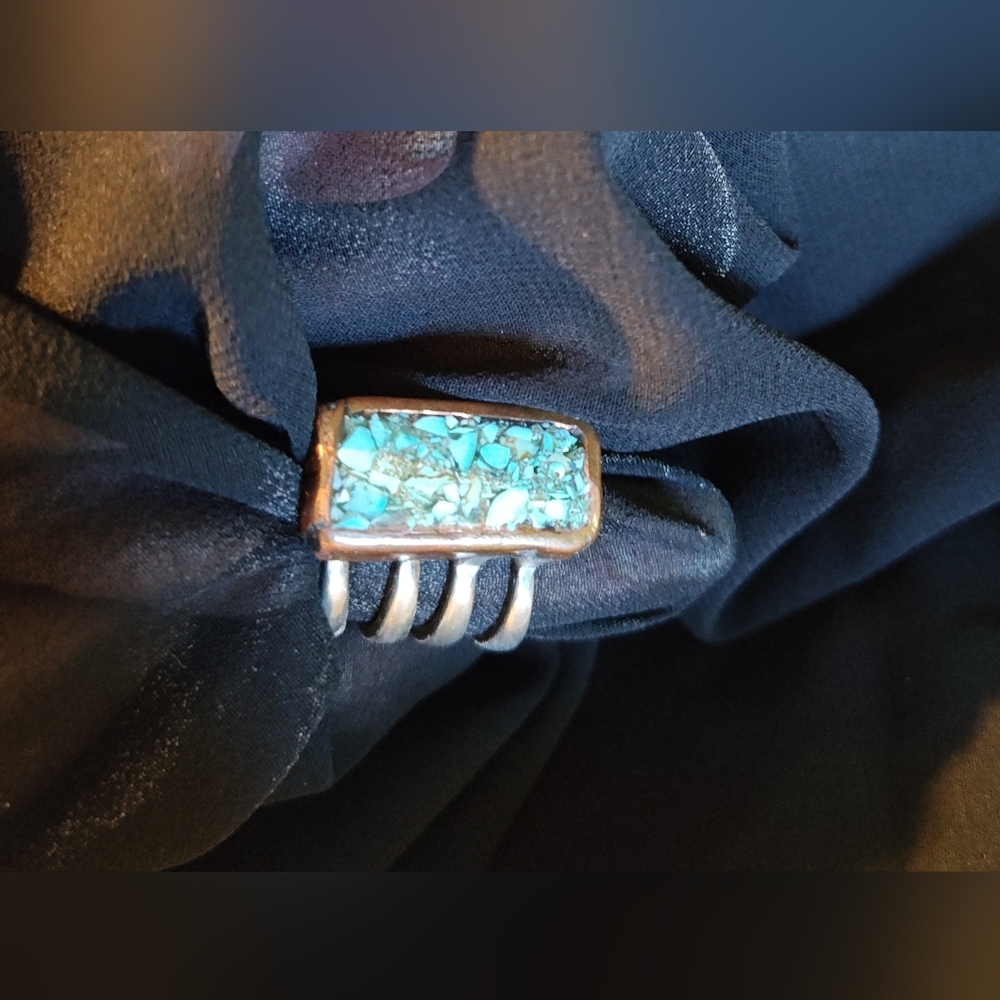 GORGEOUS Sterling and Turquoise ring with COPPER!